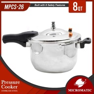 Micromatic Stainless Pressure Cooker MPCS-26ai | 8 Quarts 26cm Pure Stainless Pressure Cooker MPCS26
