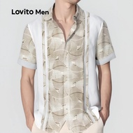 Lovito Men Casual Shirt Spring/summer Shirt for Men LNE114080 Lovito Men Kemeja Kasual Musim Bnau/se