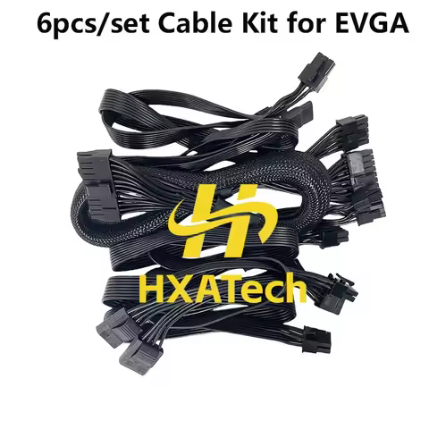 HXATech - Cable Kit ATX 24pin PCIE 6+2P CPU 8P 3xSATA IDE Power Supply Cable for EVGA G2 1600 1300 G
