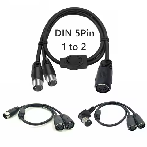 MIDI DIN 5Pin Splitter Y Adapter MIDI 5 Pin Male  to Dual 2 X DIN-5 Female Extension Audio MIDI Keyb