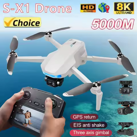 2025 NEW S-X1 Mini Drone with Large Screen 3axis Gimbal Anti-shake Aerial Brushless Drones 5G GPS 8K