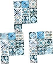Housoutil 30 pcs Simulated tile stickers peel and stick floor tile Household Wall Decoration 3d mosaic tile Adhesive Sticker Decal blue tiles for Mural pvc 4x removable Mirror