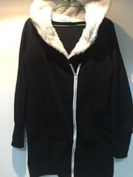 韓版雙拉鍊造型內刷毛連帽外套*黑 $200