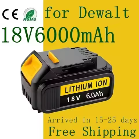 New CE certification for DeWalt 18V/20V 6000mAh lithium battery | Compatible with DCB205/DCB204-2/DC
