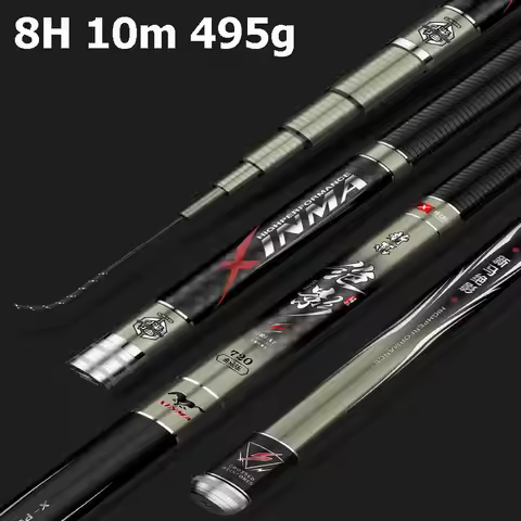 ZZ326 6H 28+ Hard, 8H 19 Hard, 10m 495g Fishing Rod Superhard Hi-Carbon Fiber Big Fish 2 Tips 4.5m 5