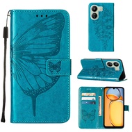 Phone Case For Xiaomi POCO C75 Redmi 14C 13C 4G Poco C65 Embossed Painted Butterfly Leather Case Wit