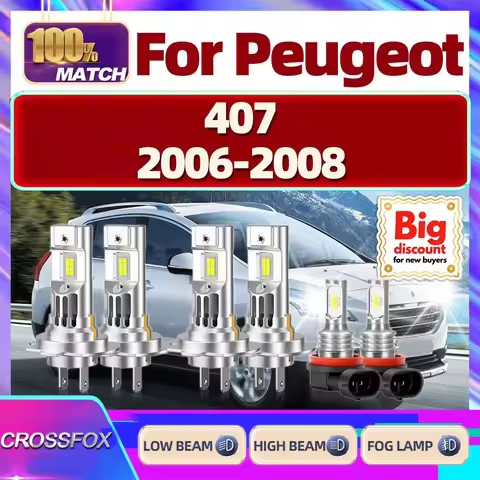 CROSSFOX【For Peugeot 407 2006-2008】Ultra Bright Canbus Car LED Headlight Bulbs Turbo Upgrade Headlam