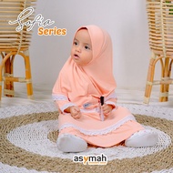 pakaian muslimah balita 2-3 thn warna coklat -setelan gamis syari anak - peach nb ( 0-6 bln )