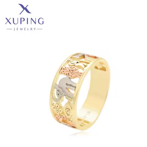 Xuping Jewelry Hot Items European Light Gold Color Couple Rings for Women Girl Wedding Christmas Par
