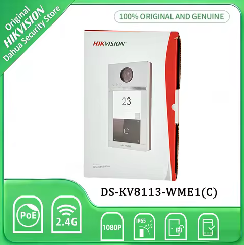 Hikvision DS-KV8113-WME1(C) 2MP WiFi Video Intercom, IP65 IK08, 124° Wide Angle, Two-Way Audio, Card