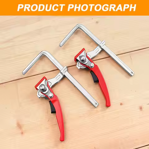 1Pc Track Saw Clamp for MFT Table and Cutting Guide Rail, Woodworking F Clamp with Quick Ratchet Arm