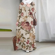2026 New Hari Raya Design Muslim Women Fashion Bohemian Retro Style Comfortable Breathable Printed L