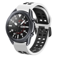 全城熱賣 - 適用於三星 Galaxy Watch 6 / 6 Classic 雙排孔雙色硅膠錶帶（白黑）