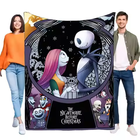 The Nightmare Before Christmas Blanket Soft Fleece Throw Cozy Bed Sofa Cover Lightweight Gift for Fa