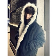 Cleanfit down Jacket ฤดูหนาว 2025 ทรงหลวม หนา เสื้อแจ็คเก็ตขนสัตว์ ขนแกะ ขนแกะ ขนสัตว์ แขนยาว เสื้อผ