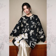 JK＆JS | New Chinese Style Loose Shirt Jacket Double Layer 3D Embroidery Butterfly Design Slant Lapel