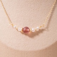嫣然│草莓晶 粉晶 玻璃珍珠 水晶項鍊
