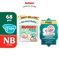 HUGGIES AirSoft Diapers for Newborn Baby NB68 (1 pack) Breathable and Soft diaper