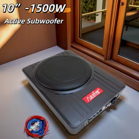 AiteFeir 10inch 1500W Universal Car Audio Car Active Subwoofer Speaker Maximum Power Square Ultra-Th