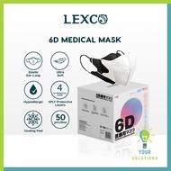LEXCO 6D FaceMask Premium 4ply Medical Face Mask [50’s/box]