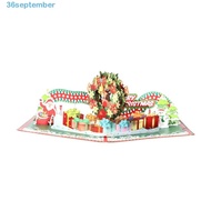 SEPTEMBER Christmas Wreath Greeting Card, Foldable Paper 3D Pop UP Gift Card, Kids Gifts Wishing Han