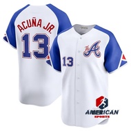 UMIMI-Q Men MLB Atlanta Braves Ronald Acuña Jr. 2024-25 City Connect Blue Baseball Jersey