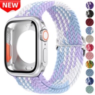 2-IN-1 Nylon Colorful Elastic Braided Strap+Change to Ultra Case for Apple Watch S11 46mm S10 42mm S