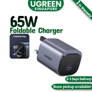 UGREEN 65W USB C Foldable Charger 65W GaN PD Fast Charger 3-Port Nexode Type C Laptop Wall Charger B