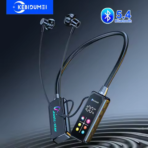 HD Screen Bluetooth 5.4 Earphones Neckband Headphones TWS Wireless Headsets HiFi Stereo Noise Reduct