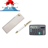 [Direct from Japan]
Mini Calculator with Side Hook Pen Case White 2-Color Rotating Ballpoint Pen Set