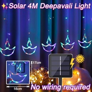 4M Solar deepavali light 8modes LED Diwali lcicle Light Curtain lamp outdoor Fairy String Lights dee