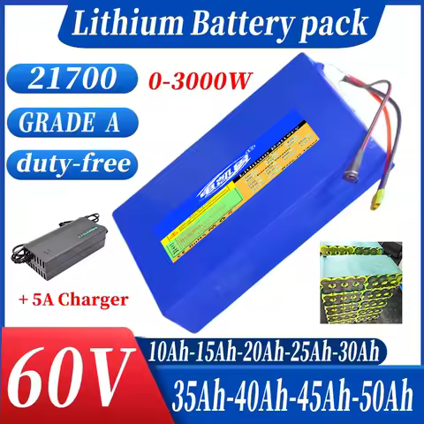 60V 50Ah 45Ah 15Ah 20Ah 25Ah 30Ah 35Ah 40Ah 21700 Lithium battery pack 3000W High Power For Electric
