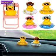 LOVETOUCH Summer Swimming Ring Yellow Rubber Duck Car Ornament Decor Cute Squeak Duckies Ornaments C