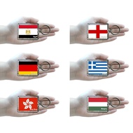 Angbaligya FLAG SMALL ACRYLIC KEYCHAIN DESIGN EGYPT ENGLAND GERMANY GREECE HUNGARY