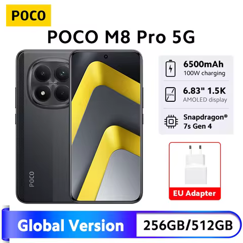 New POCO M8 Pro 5G Smartphone Global Version Snapdragon 7s Gen 4 6.83" 1.5K 120Hz display 6500mAh ba