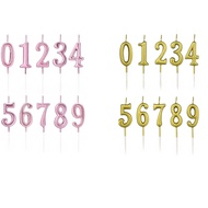 (SG SELLER) Gold, Rose Gold Birthday Candles 0 1 2 3 4 5 6 7 8 9 Birthday Candle Number
