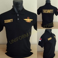 BLACK WINGS LOGO SECURITY T-SHIRT WITH FULL EMBROIDERY - EMBROIDERED SECURITY WINGS COLLAR T-SHIRT -