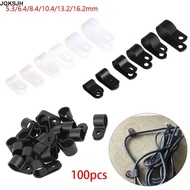 JQKSJH 100PCS Durable Metal Electrical Fittings Useful Pipe Mounting Fix R-Type Clip Nylon Cable Clamp Wiring Hose Fasteners