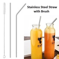 Stainless Steel Straw Food Grade Metal Drinking Reusable Straw Cups Mugs with Cleaning Brush
