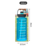 2000ML Water Bottle Reminder Water Bottle Tumbler with Straw Scale Big Bottle 2Liter 2litre Gym Bott