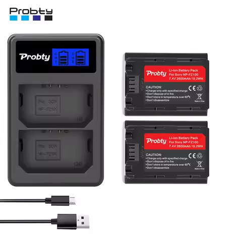 2600mAh NP-FZ100 Replacement Battery and Dual USB Charger For Sony ZV-E1 A7III A7IV FX3 FX30 A6600 A