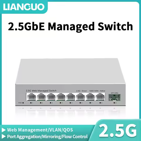 LIANGUO 2.5GbE Smart Managed Switch 8 Port 2.5Gb 2500M Network 10G SFP+ Slot Web Managed Link Aggreg