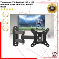 Telescopic TV Bracket 100 x 100 Pitch for 10-26 Inch TV - X-100 - Black