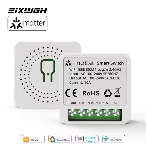 Meross Matter Smart Switch 16A, WiFi Mini DIY Relay Module, Apple HomeKit Google Home Alexa SmartThi