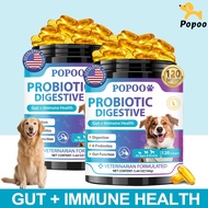 Popoo Probiotic Digestive for Dogs Gut Health Dog Treats Probiotic Supplement 120 Softgels