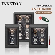 IBBETON Luxury Wooden Watch Winder High-end 2 4 6 Slot automatic Watch Box With Wanbao Quiet Motor Watch Cabinet Clock Storage Box Matching Key Lock Quality Leather Exterior