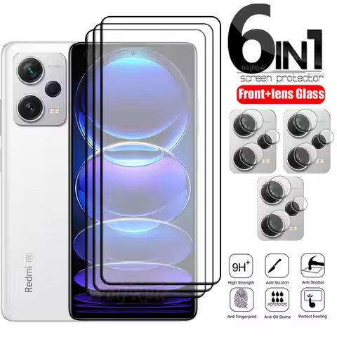 6-in-1 For Redmi Note 12 Pro Plus Glass Redmi Note 12 Pro Plus Full 9H Screen Protector Xiaomi Redmi