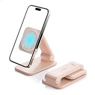 iWALK StandMe Mag Foldable Magnetic Cell Phone Stand for Desk, Height Adjustable Hands-Free Magnetic Phone Holder Stand, Compatible with iPhone 14 13 12 Series(1 Pack) (Pink)