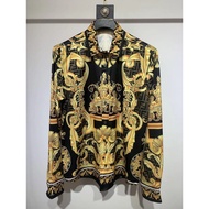 Shirt Printed Fashionable Men's Silk Pattern Long-Sleeved Shirt Printed Shirt