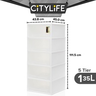 Citylife 108L-135L  4/5 Tier Storage Cabinet Space Saving Drawer Knock Down Cabinet Cabinet Organizer W/O WHEELS G-509091